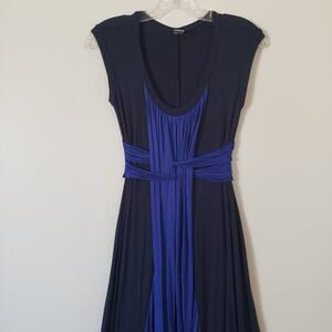 JW Rayon Jersey Knit Maxi Dress Cap Sleeve Greek Goddess Dress Blue